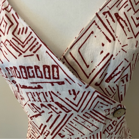 Forever 21 Printed Geometric Side Button Front Linen Rayon Blend Mini Dress - Picture 9 of 12